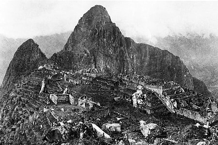 View of the city of Machu Picchu in 1912 in Peru thumbnail