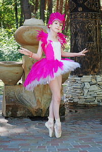 girl wearing white and pink ballerina dress thumbnail