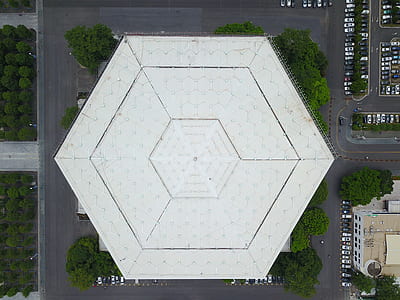 top view of hexagonal white concrete building thumbnail