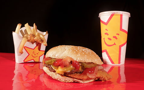 cheeseburger near fries and disposable cup thumbnail