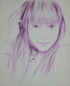 woman holding her hair sketch thumbnail