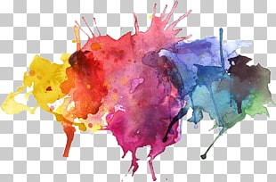 Watercolor painting , watercolor splash, pink and blue abstract painting PNG clipart