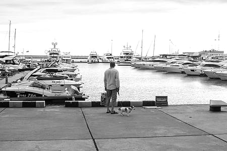 Man Standing On A Concrete Dock Near Body Of Water thumbnail