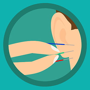 Illustration of acupuncture needles in an ear. thumbnail