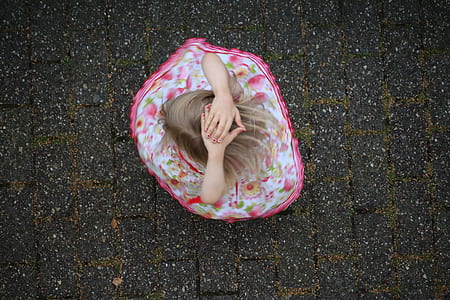 girl wearing white and pink floral dress thumbnail