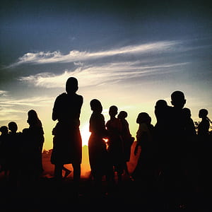 sky, sunset, people, clouds thumbnail