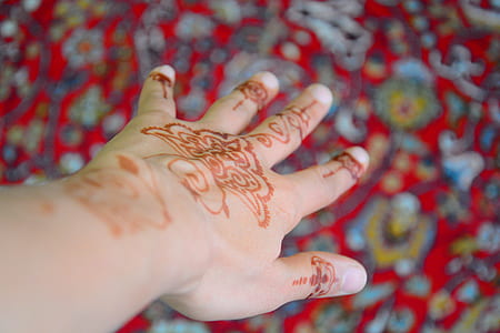 person showing mehndi tattoo thumbnail