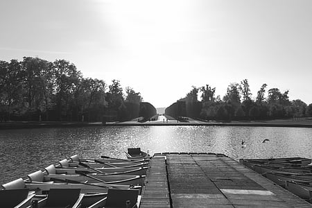 grayscale photo of wooden dock thumbnail