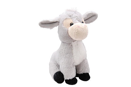 gray and white donkey plush toy thumbnail