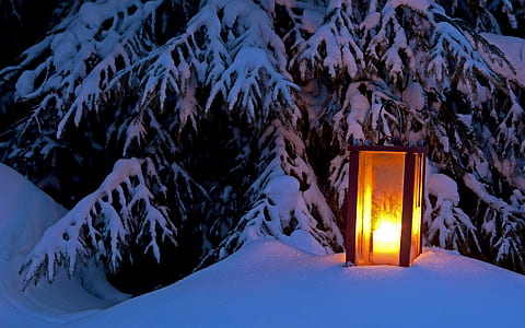 brown lamp on snow field thumbnail