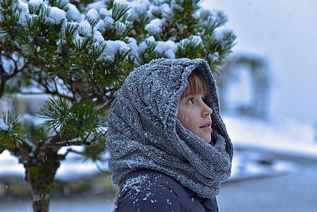 girl wearing gray headscarf thumbnail