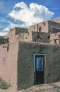 View of Adobe house door in Taos Pueblo, New Mexico USA thumbnail