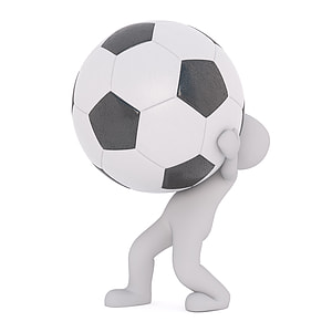 white plastic figure holding soccer ball thumbnail