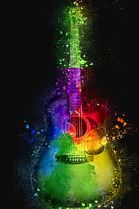 multicolored single cutaway guitar wallpaper thumbnail