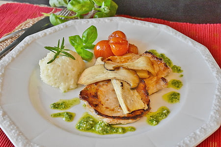 rice with grilled meat dish on white ceramic plate thumbnail
