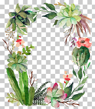 Bible Isaiah 43 Printing Flower, Fleshy cactus green garland wreath, green, brown, and pink floral frame PNG clipart