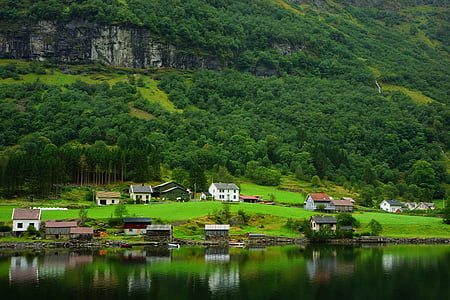 landscape photo of village near body of water thumbnail