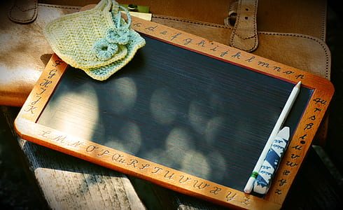 rectangular chalkboard with brown wooden frame thumbnail
