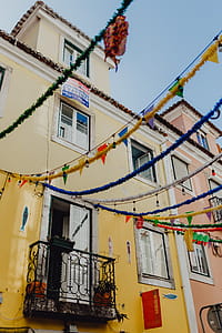 Streets decorated for the Saint Anthony Feast in Lisbon, Portugal thumbnail