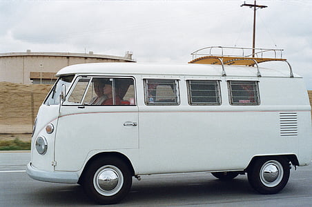 white Volkswagen T1 van on road thumbnail