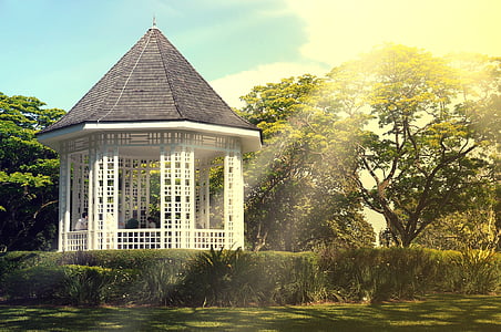 white gazebo near tree thumbnail