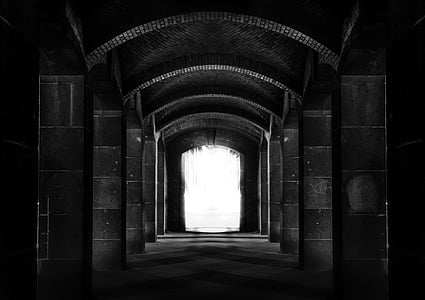arches, architecture, black-and-white, building, dark thumbnail