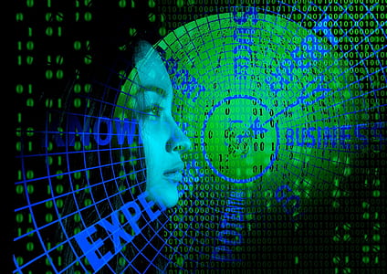 woman's face with binary codes matrix effects thumbnail