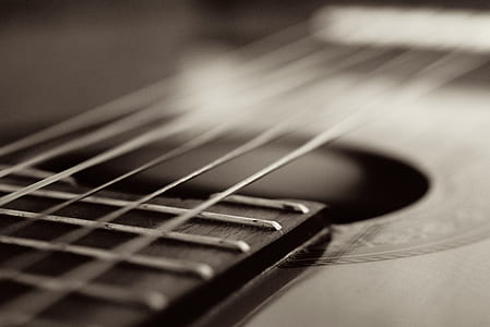 grayscale photography of string guitar thumbnail