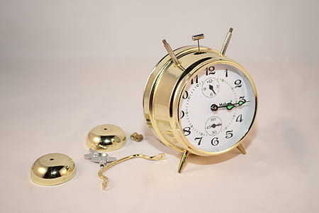 Round Brass and White Bell Alarm Clock thumbnail
