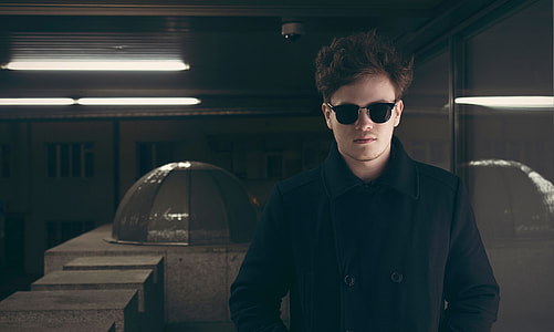 man wearing peacoat and sunglasses thumbnail