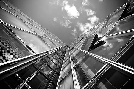 grayscale photograph of concrete building thumbnail