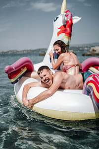 Couple Riding Unicorn Inflatable Floater thumbnail