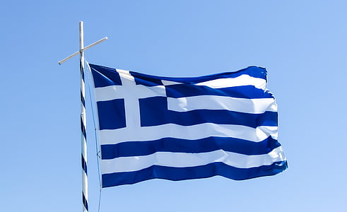 blue and white striped with cross flag thumbnail