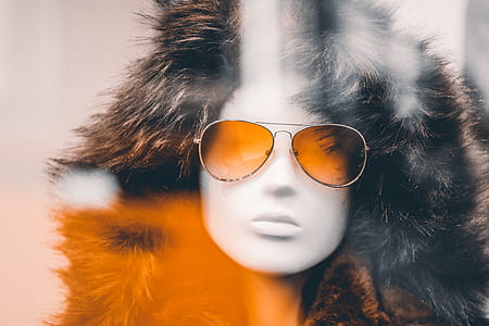 Mannequin Wearing Fur Coat And Sunglasses thumbnail