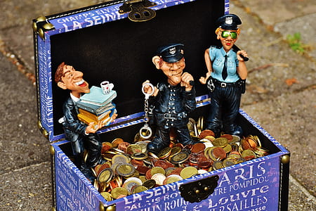 two police standing on chest with coins decor thumbnail