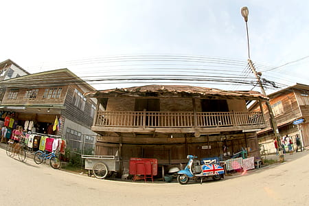 road, vehicles, sky, houses thumbnail
