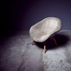 photo of gray padded brown wooden chair thumbnail