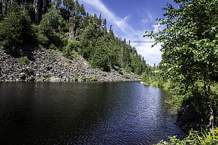 Canyon River and far bridge in Eagle Canyon, Ontario thumbnail