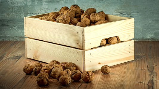 brown wooden crate with nuts thumbnail