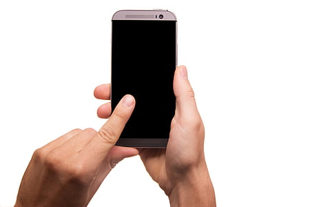 person holding gray HTC One M8 smartphone thumbnail