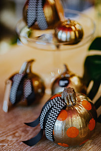 Golden ornamental pumpkins decorations thumbnail