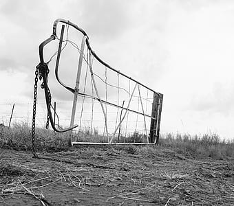 Grayscale Photo of Steel Fence thumbnail