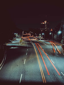 high-angle photography of road during nighttime thumbnail