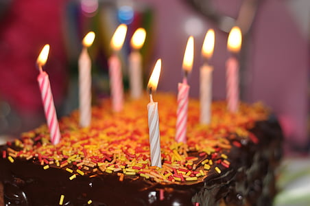 close-up photography of chocolate birthday cake with candles top thumbnail