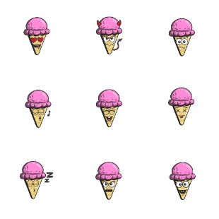 Ice Cream Cone Emojis svg vector icon sets