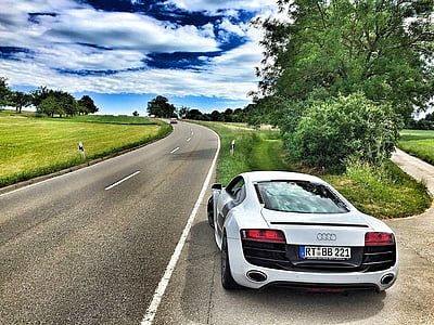 white Audi R8 on road during daytime thumbnail