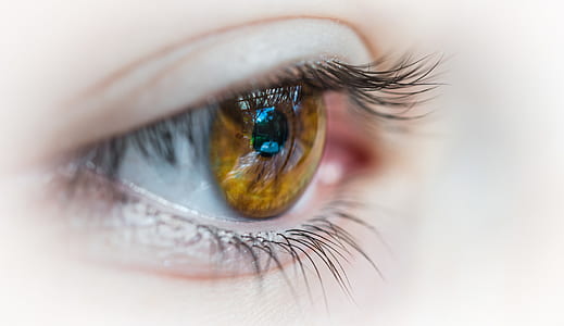 close up photography of right amber human eye thumbnail