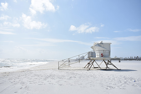 photography of white shed in seashore thumbnail