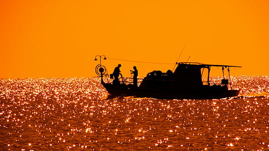 fishing, sea, dawn, nature thumbnail