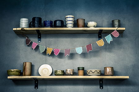 brown wooden wall rack on wall thumbnail